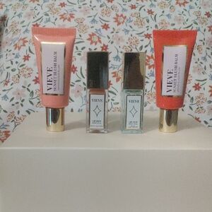 Vieve Sunset Blush Balm and Lip Dew Set - Coral and Scarlet